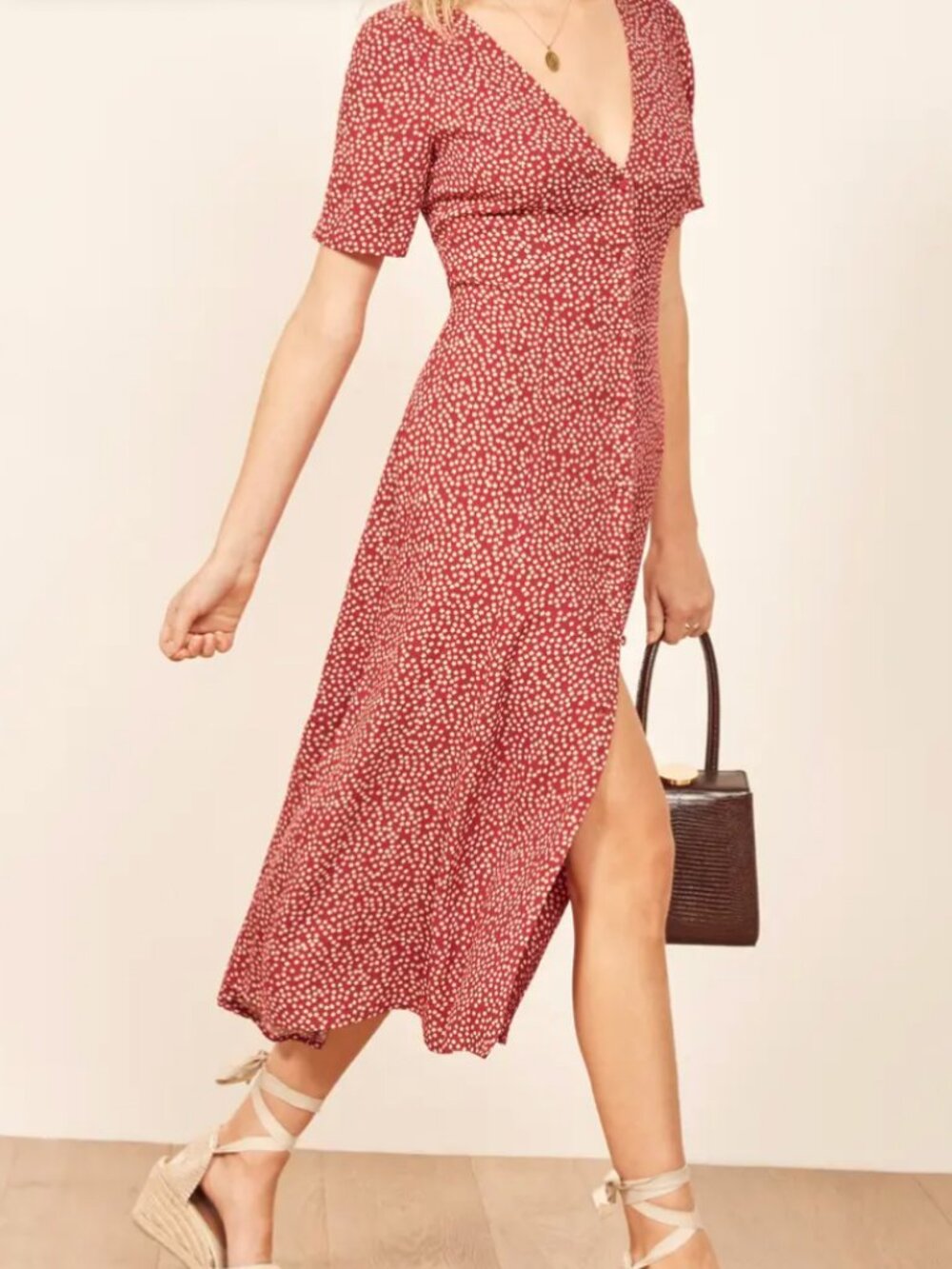 Reformation Locklin Floral Midi Dress Merci Size 2 - Picture 2 of 13